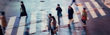People walking across a zebra crossing
